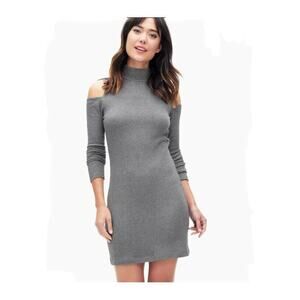 Splendid Cold Shoulder Waffle Knit Dress Gray Size L 3938